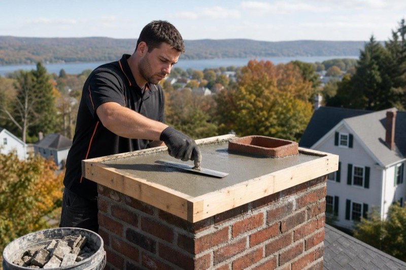 Chimney Crown Repair & Replacement in progress
