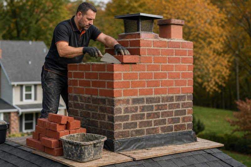 Chimney Rebuilding & Tuckpointing in progress