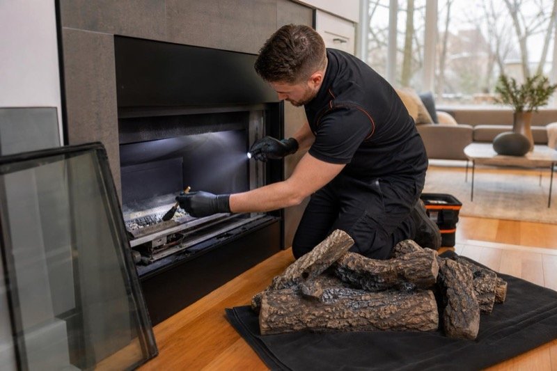 Gas Fireplace & Log Service in progress